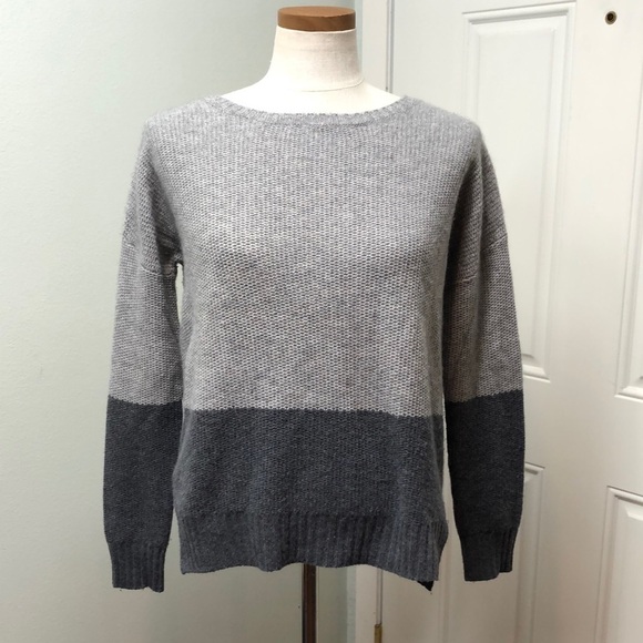 360 Wool Cashmere Colorblock Gray Sweater - Picture 2 of 9